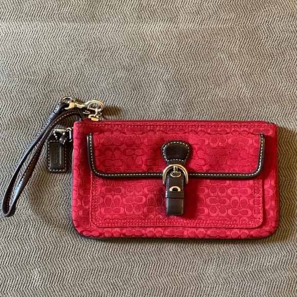 Coach Handbags - Red and black Coach wristlet
